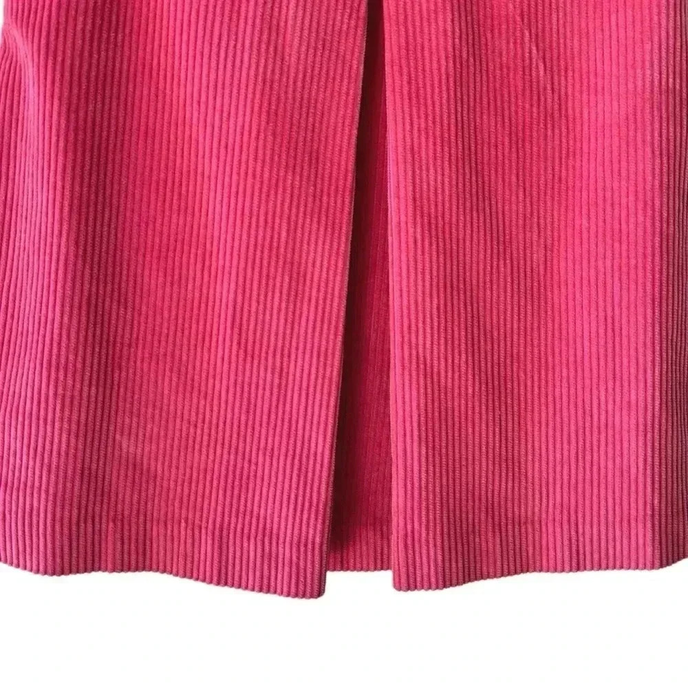 WIDE WALE COTTON CORDUROY SKIRT PINK PLEATED LINED POCKETS | SIZE: 2 - Picture 4 of 9